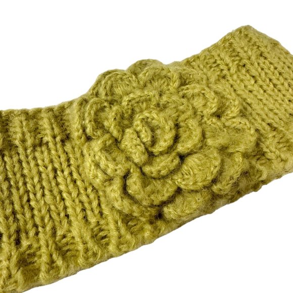 Winter Hand Knit Green Floral Warm Headband Head Wrap Hairband Ear Warmer - Picture 2 of 7